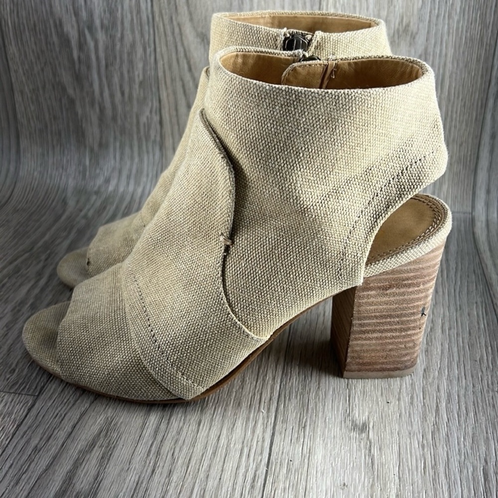 Splendid Tan Peep-Toe Heeled Boots - Picture 4 of 16